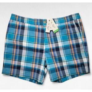 NWT Original Penguin Men's Slim Fit Plaid Shorts Blue Multi Size XL
